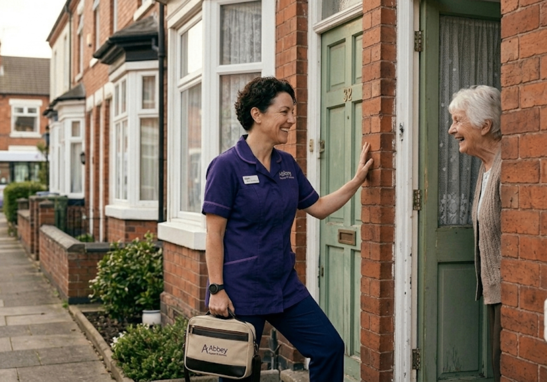 Abbey Support & Services carer arriving promptly at a home in Leicester — urgent home care arranged within 24 to 48 hours